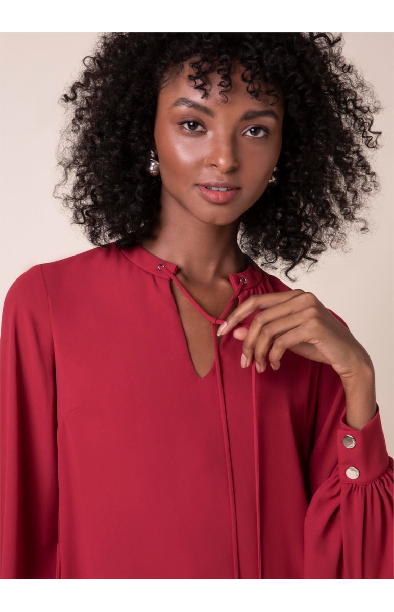 Blusa Gola Franzida Faixa Lateral Vermelho