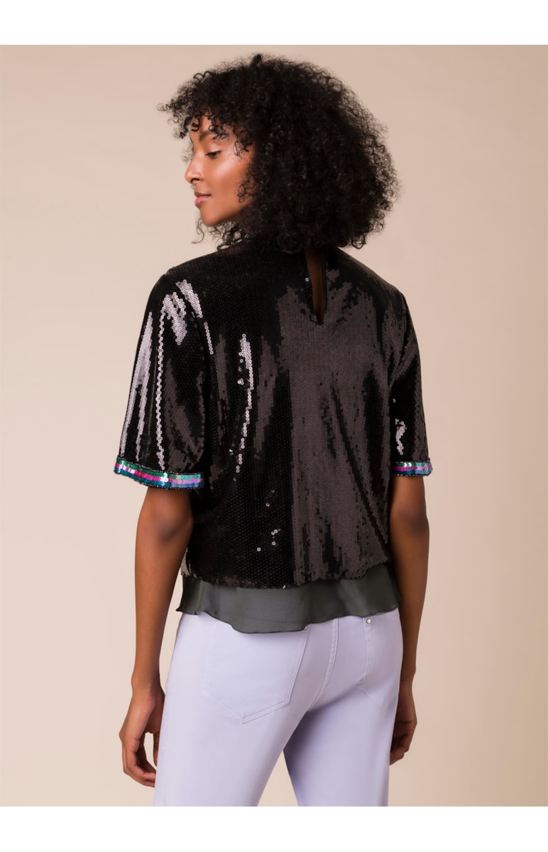 Blusa Gola Paetê Preto