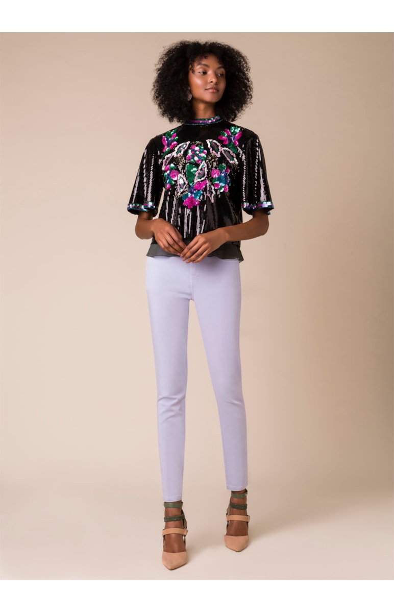 Blusa Gola Paetê Preto