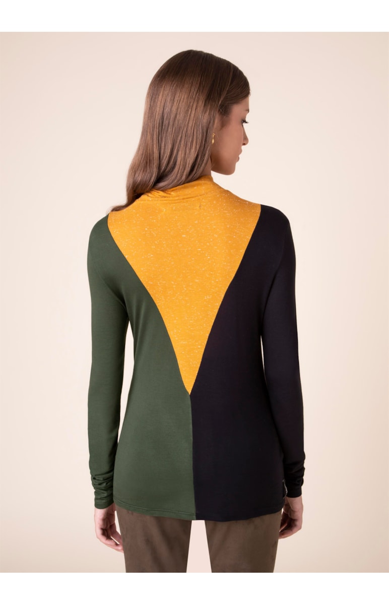 Blusa Gola Tricolor Mostarda