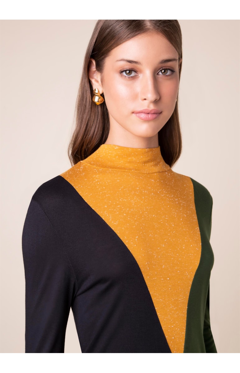Blusa Gola Tricolor Mostarda