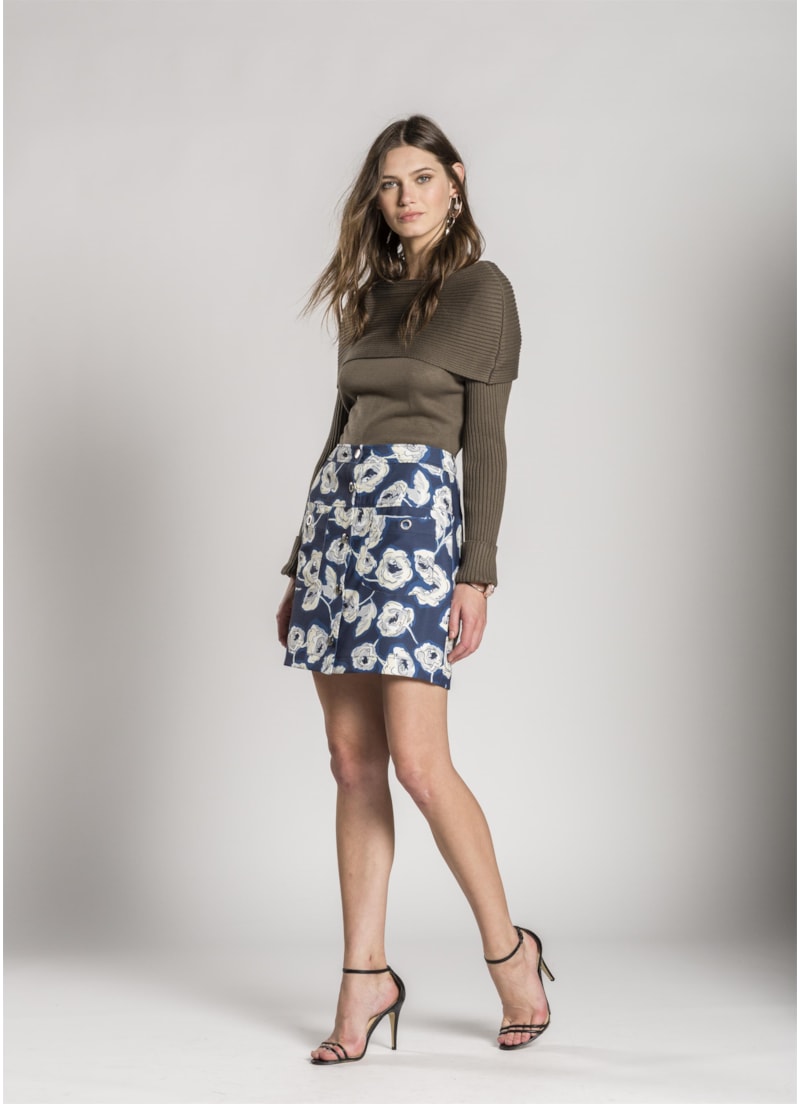Blusa Gola Virada Ponto Listra Caqui