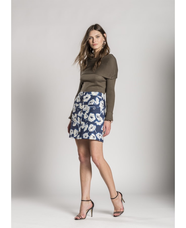 Blusa Gola Virada Ponto Listra Caqui