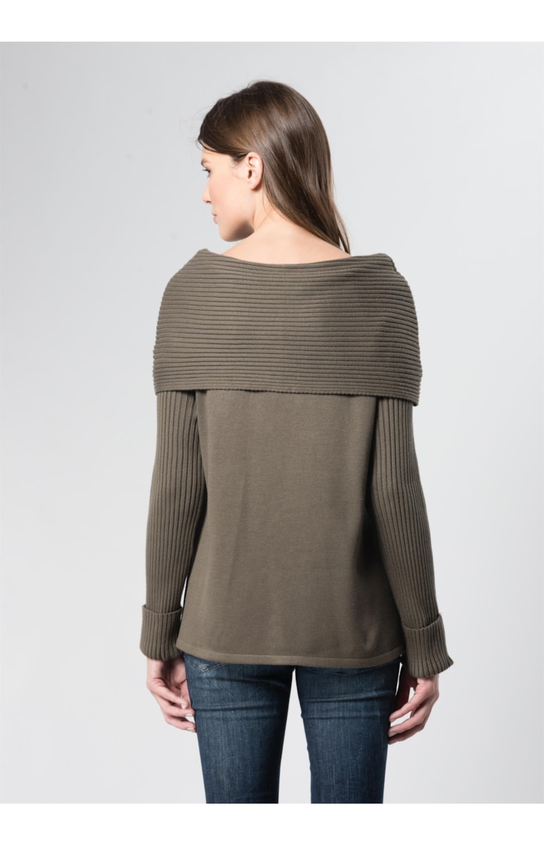 Blusa Gola Virada Ponto Listra Caqui