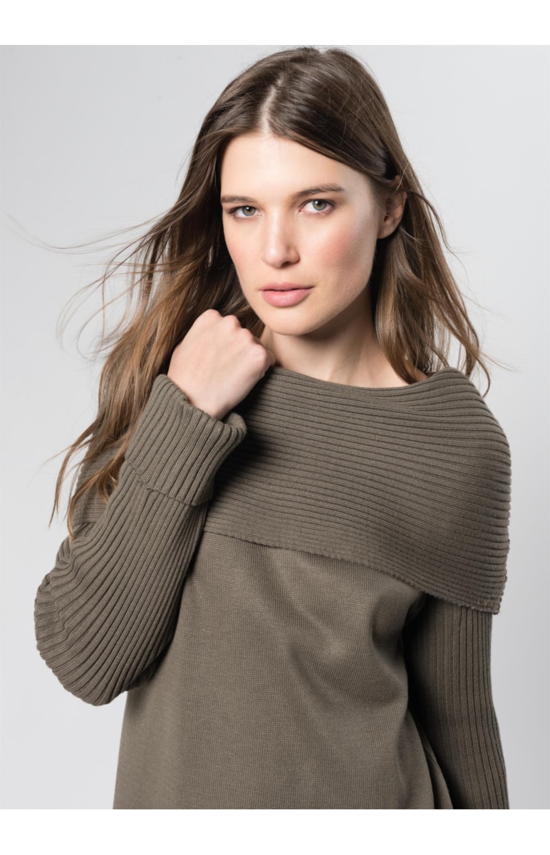 Blusa Gola Virada Ponto Listra Caqui