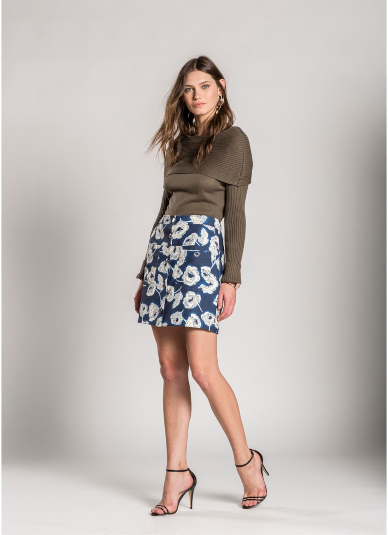 Blusa Gola Virada Ponto Listra Caqui