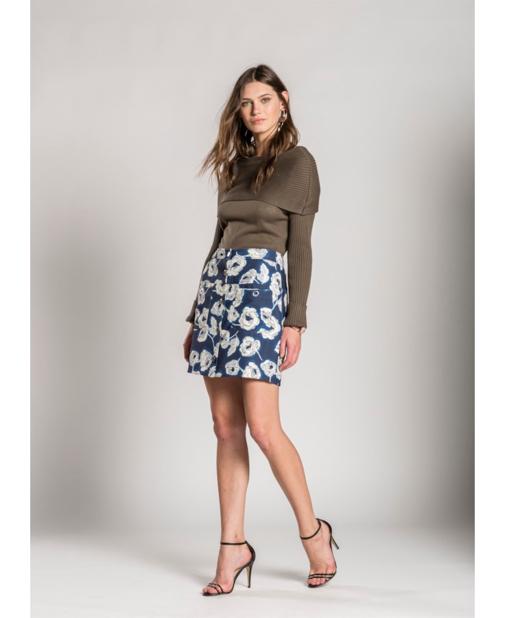Blusa Gola Virada Ponto Listra Caqui