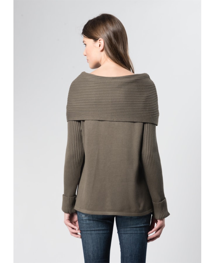 Blusa Gola Virada Ponto Listra Caqui
