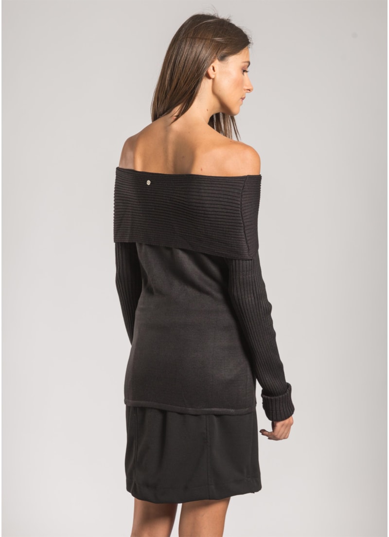 Blusa Gola Virada Ponto Listra Preto