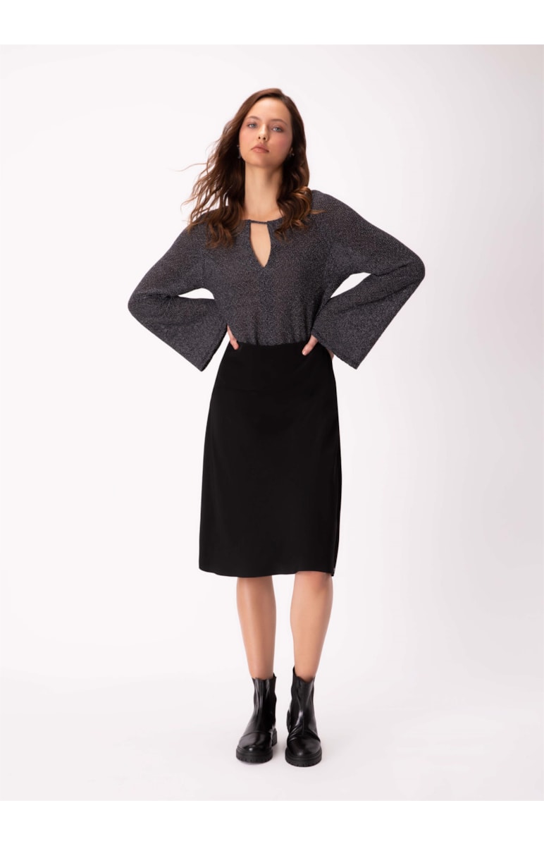 Blusa Jacquard Recorte Preto