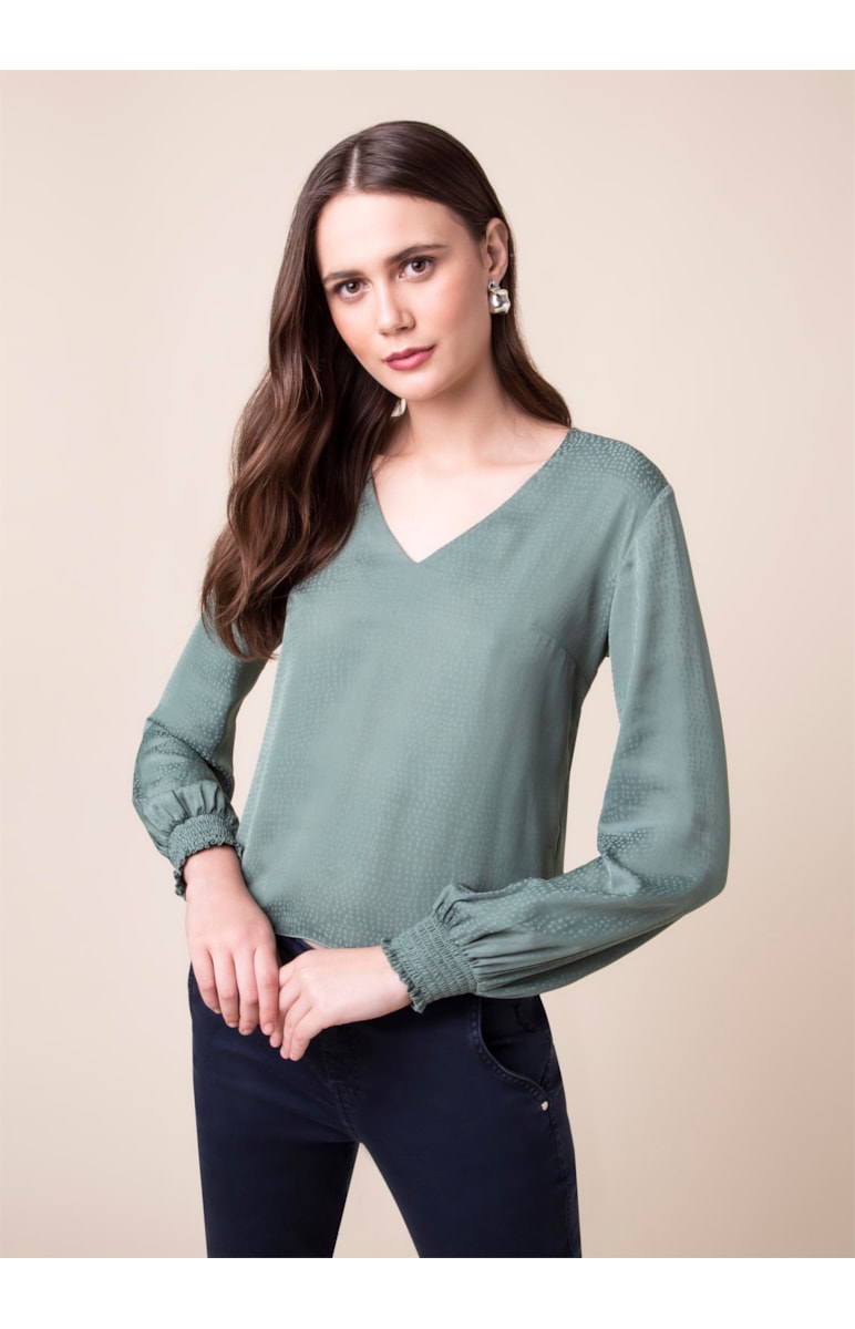Blusa Jacquard Verde Agua