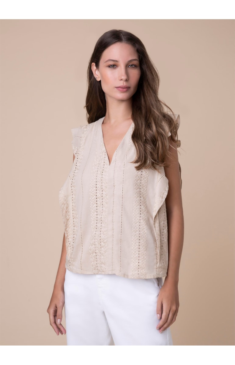 Blusa Laise Babado Bege