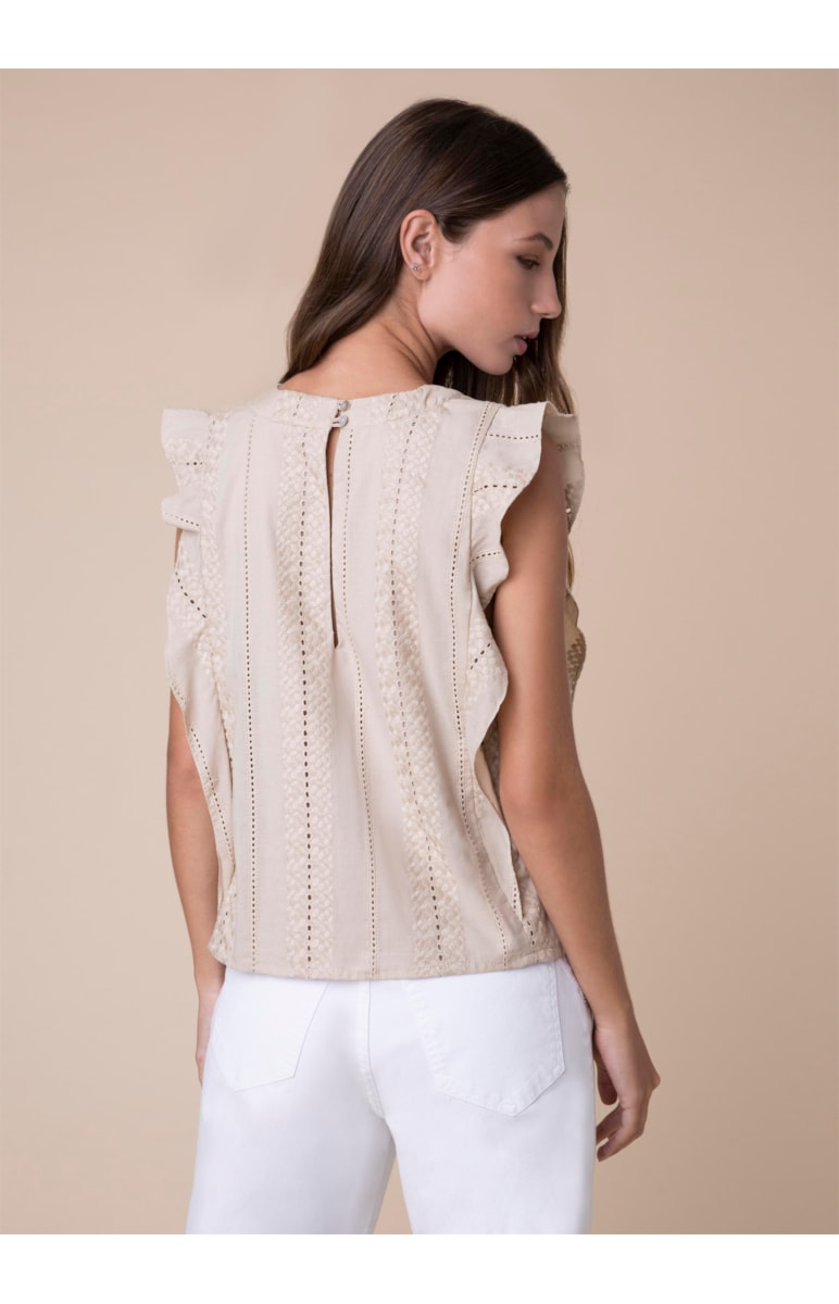 Blusa Laise Babado Bege