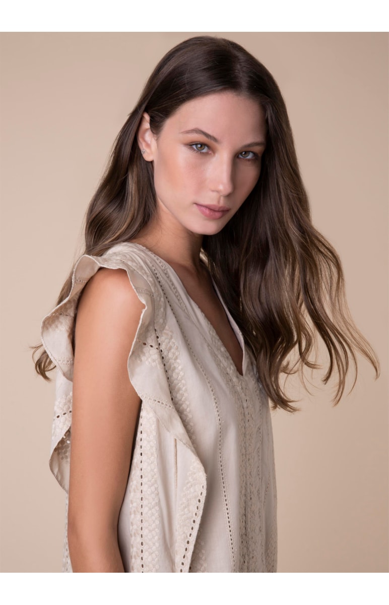 Blusa Laise Babado Bege