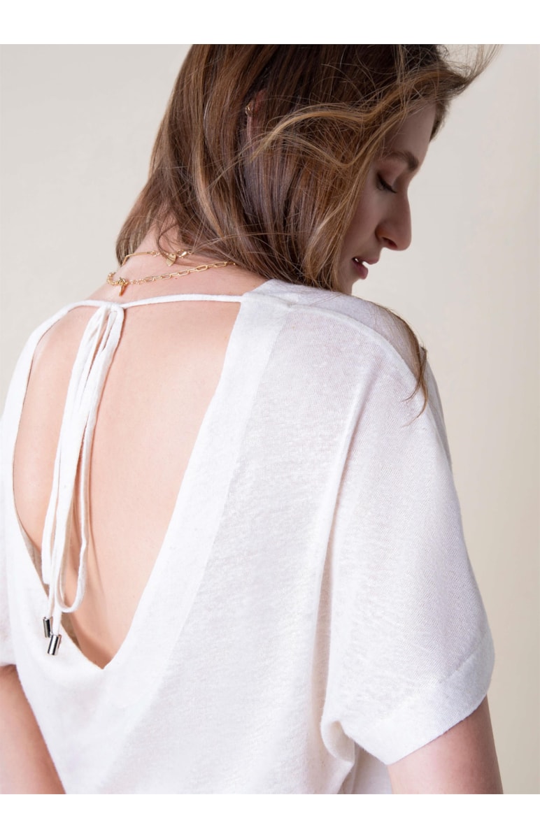 Blusa Linho Amarração Areia