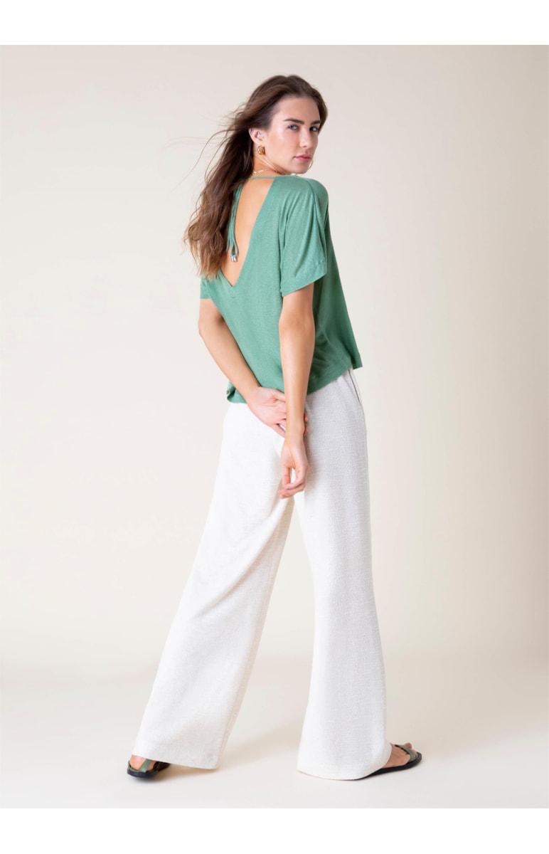 Blusa Linho Amarração Verde Jade
