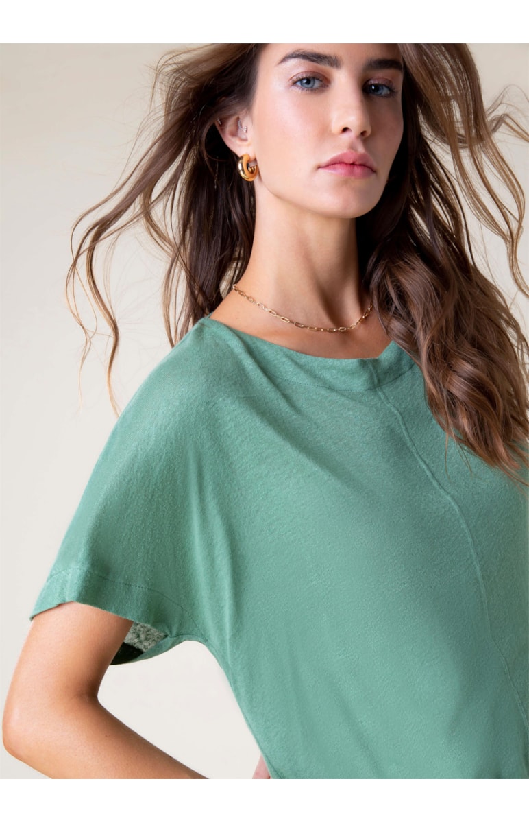 Blusa Linho Amarração Verde Jade