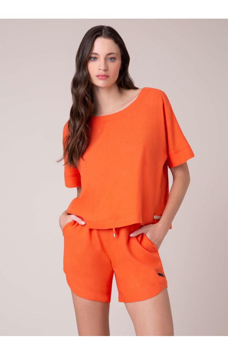 Blusa Linho Careca Laranja