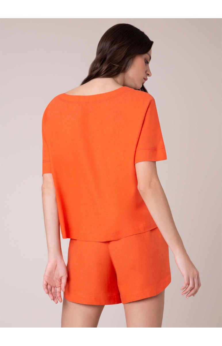 Blusa Linho Careca Laranja