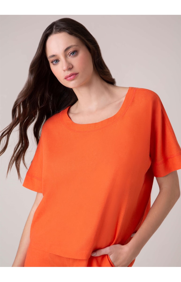 Blusa Linho Careca Laranja