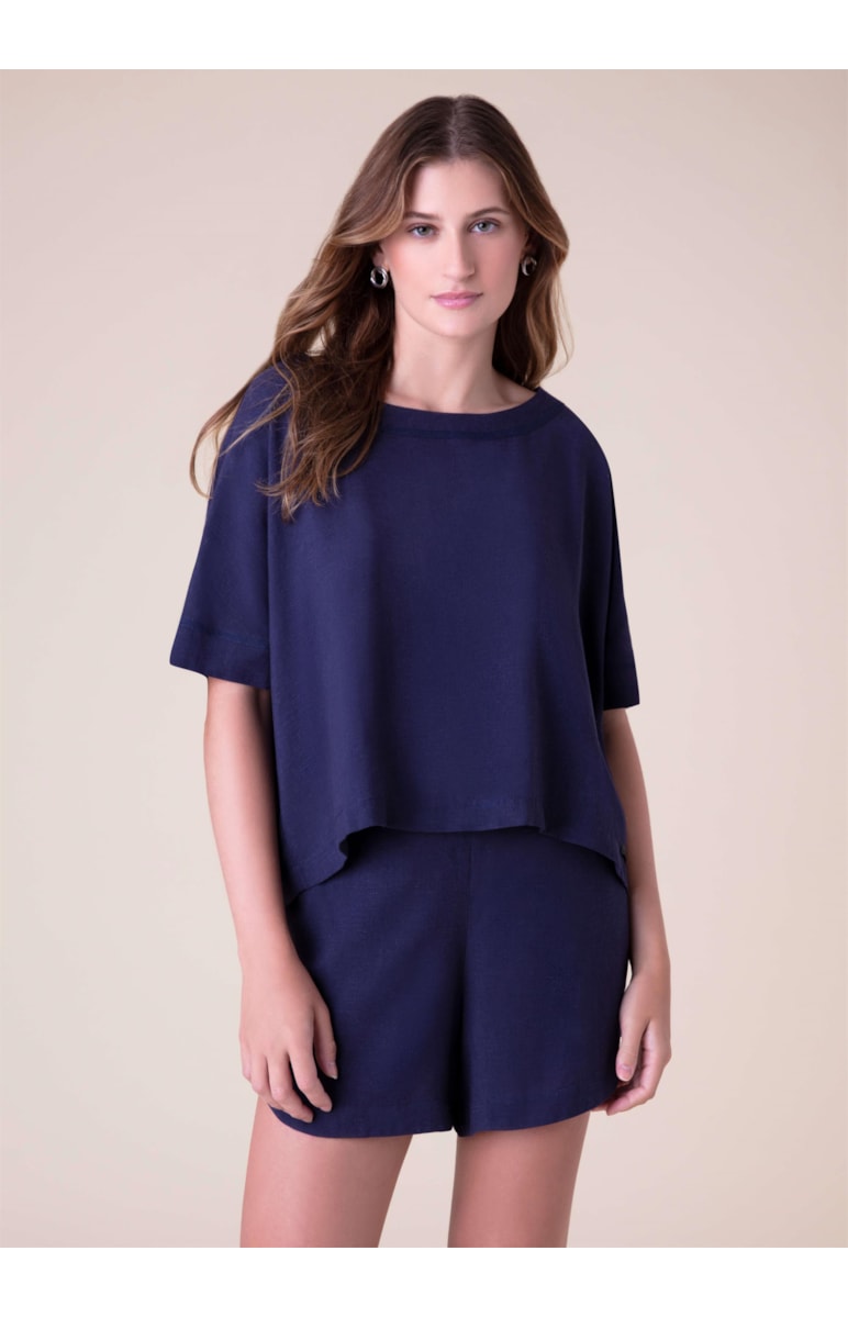 Blusa Linho Careca Marinho
