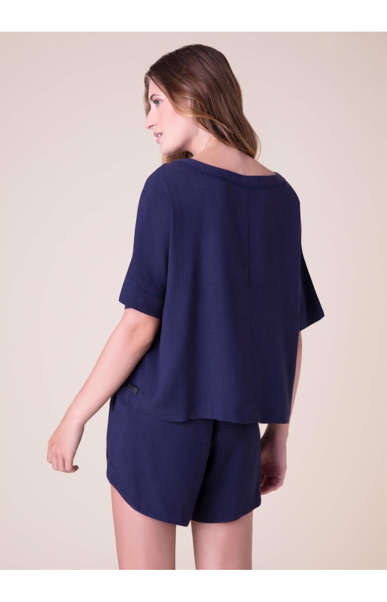 Blusa Linho Careca Marinho