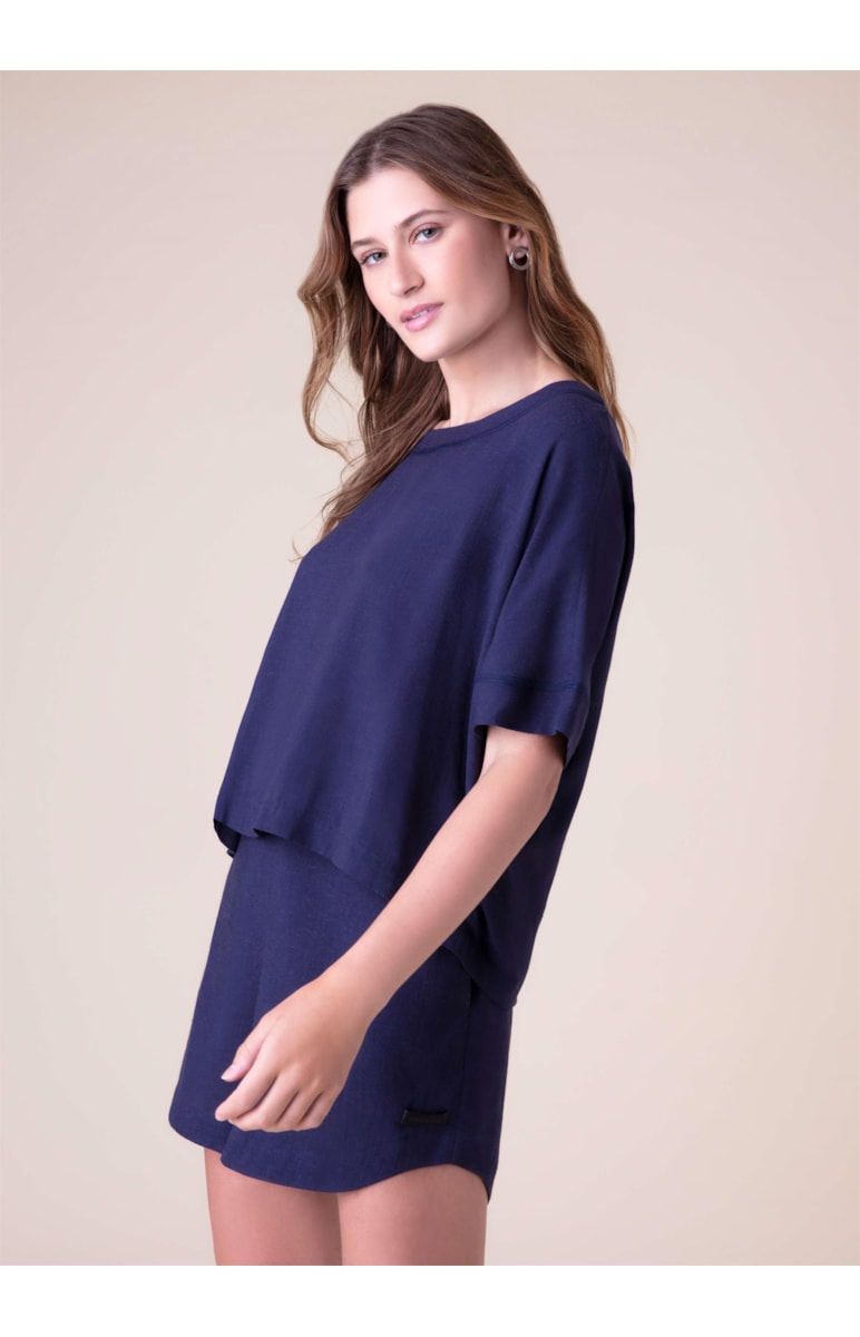 Blusa Linho Careca Marinho