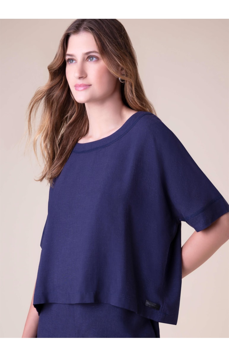 Blusa Linho Careca Marinho