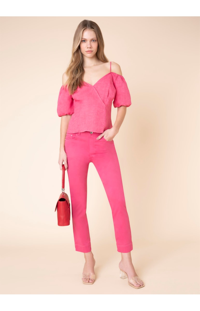 Blusa Linho Ombro a Ombro Fucsia