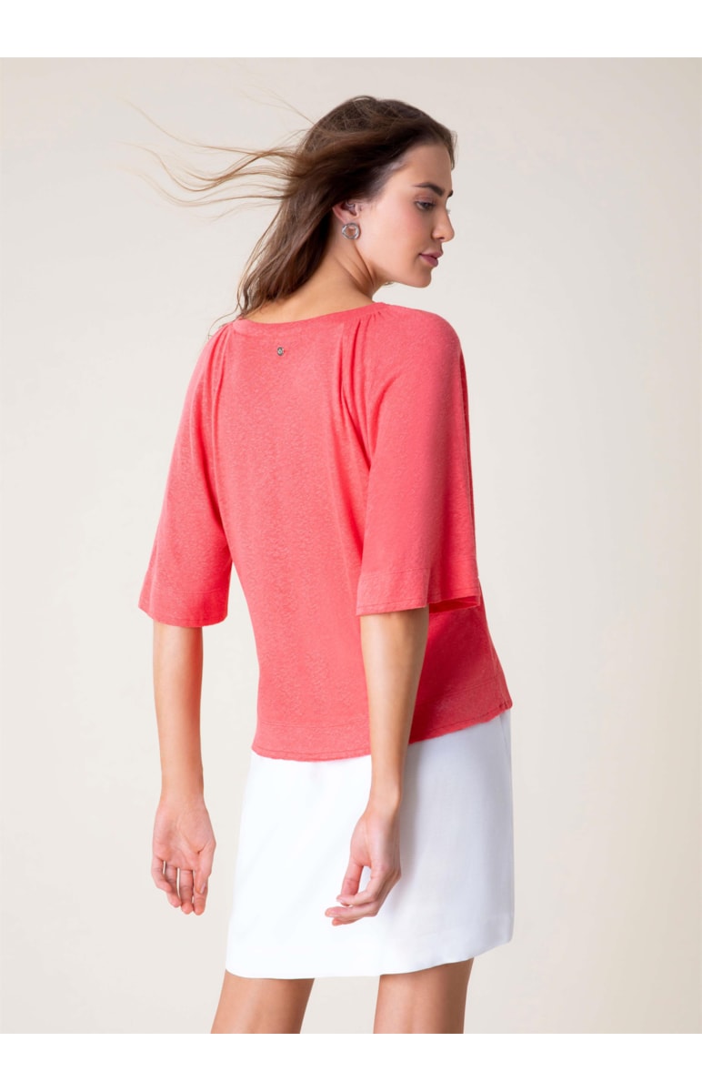 Blusa Linho Raglan Coral