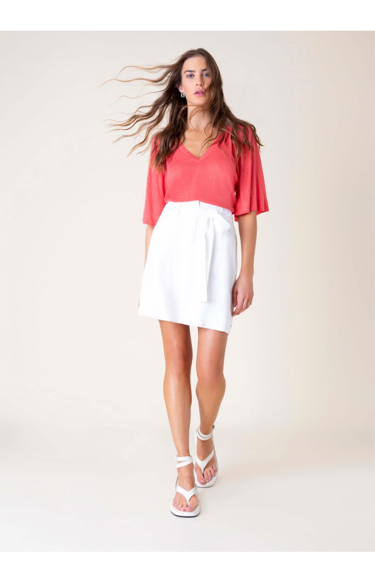 Blusa Linho Raglan Coral