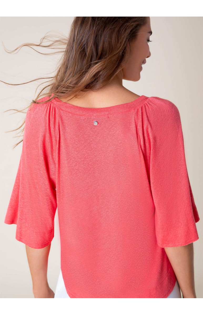 Blusa Linho Raglan Coral