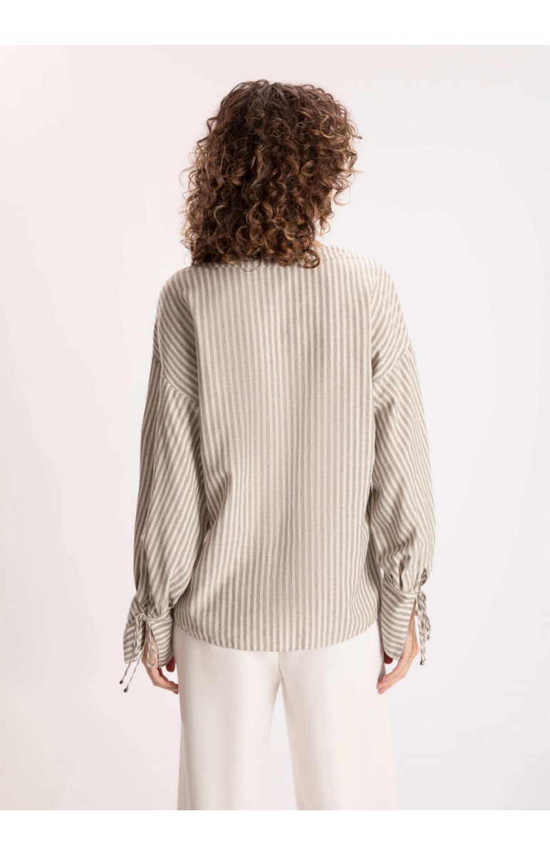 Blusa Linho Stripes Grafite