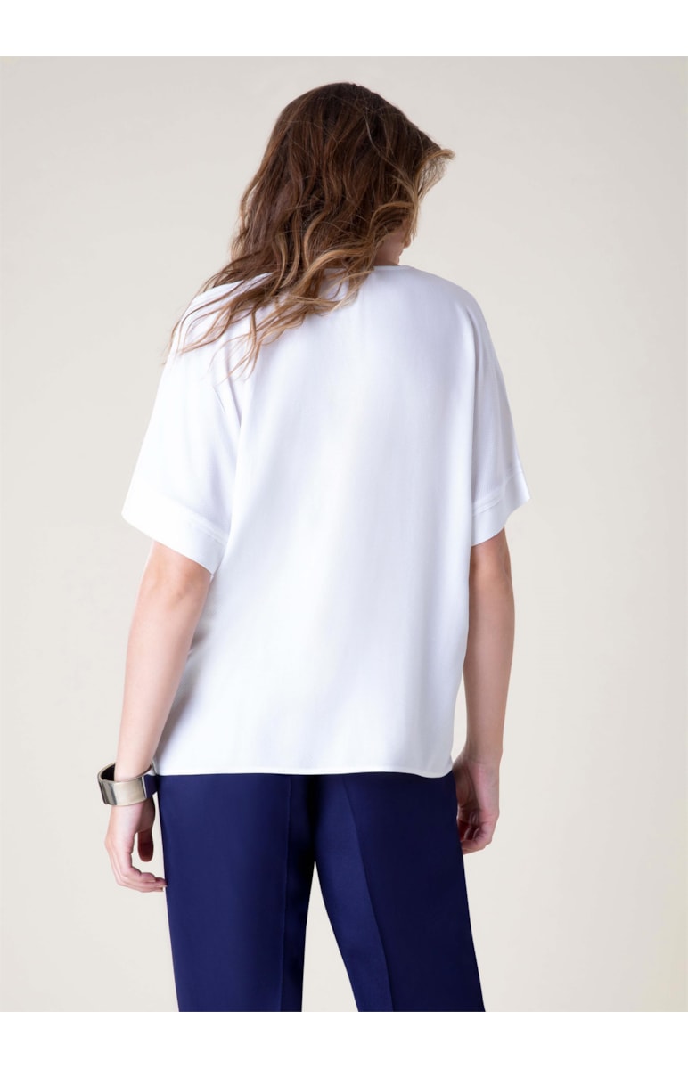 Blusa Linho Voil Zig Recorte Off White