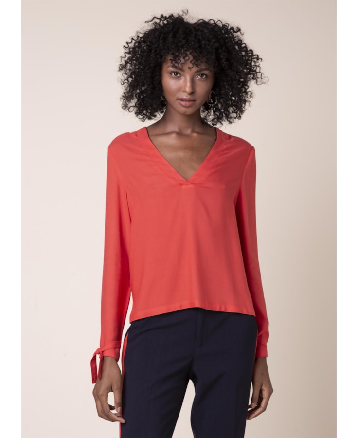 Blusa Lisa Amarração Vermelho Vivo