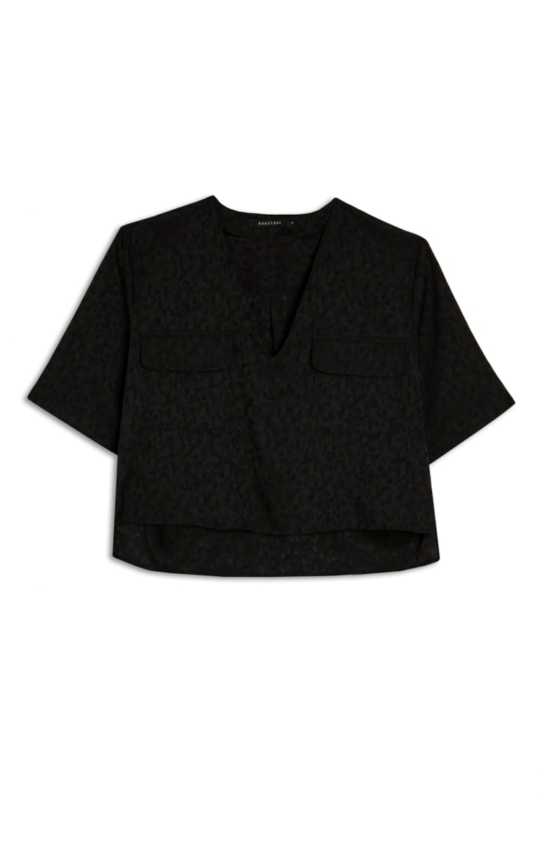 Blusa Lisa Bolsos Preto