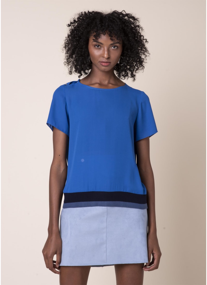 Blusa Lisa Contrastes Azul