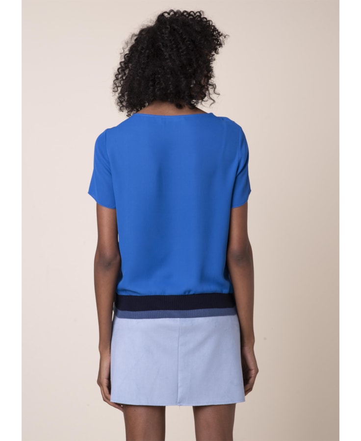 Blusa Lisa Contrastes Azul