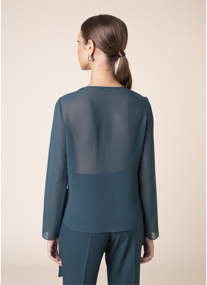 Blusa Lisa Transpasse Verde Escuro