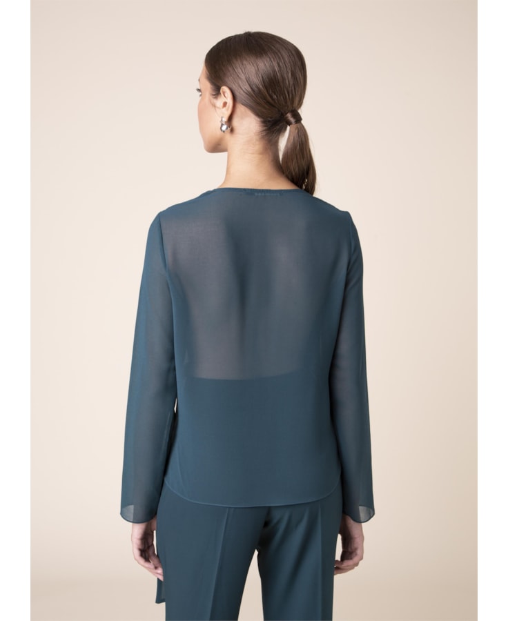 Blusa Lisa Transpasse Verde Escuro