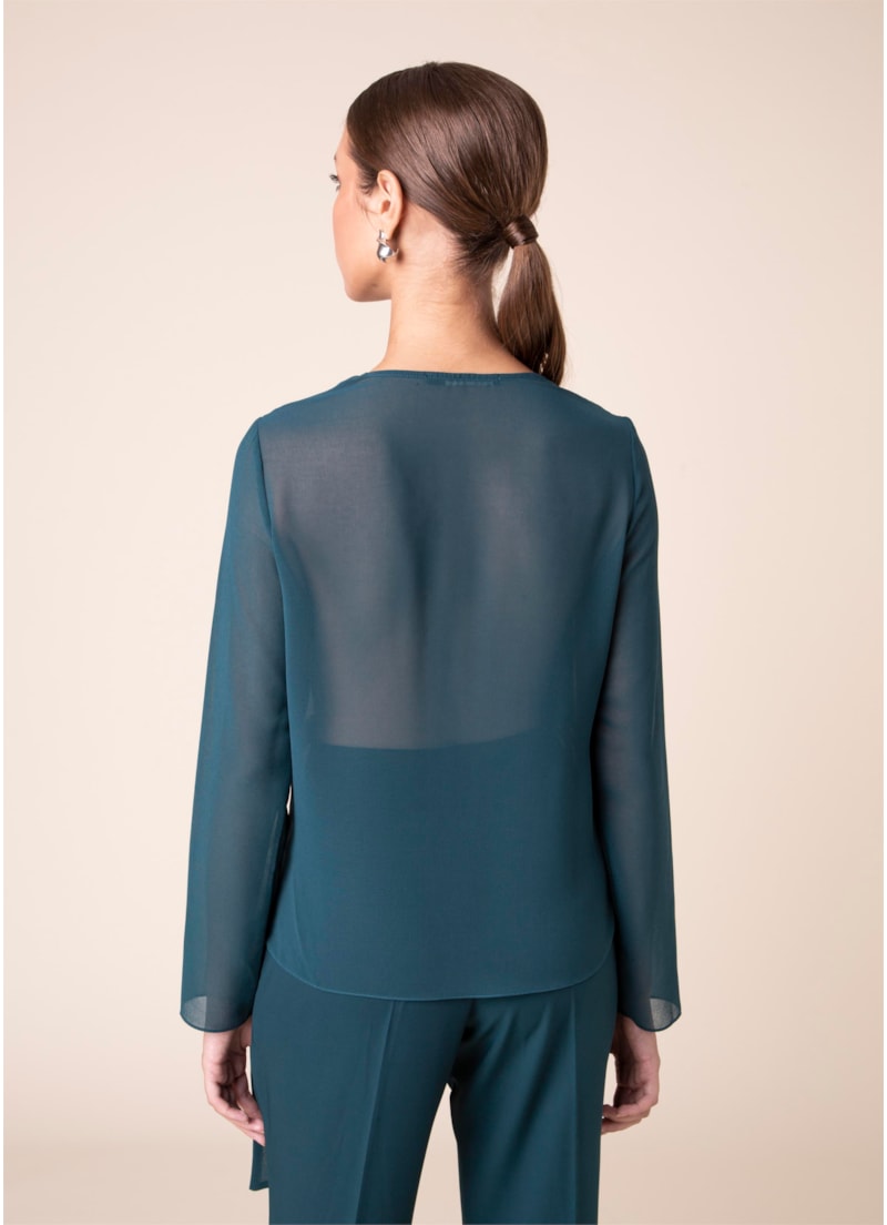 Blusa Lisa Transpasse Verde Escuro