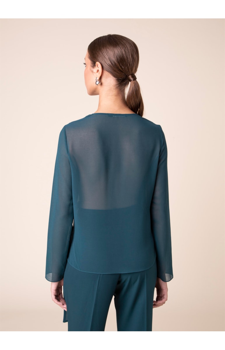 Blusa Lisa Transpasse Verde Escuro
