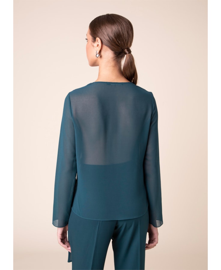 Blusa Lisa Transpasse Verde Escuro