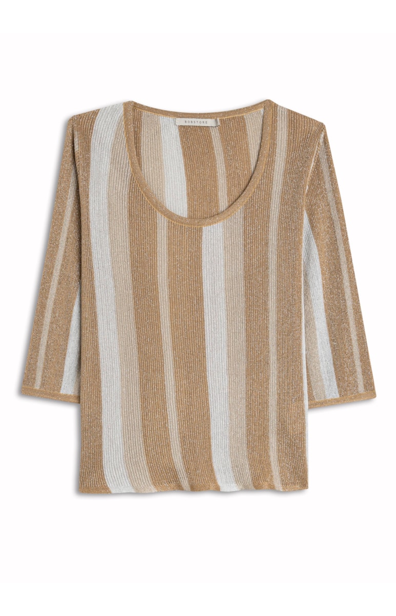Blusa Listrada Cropped Ouro