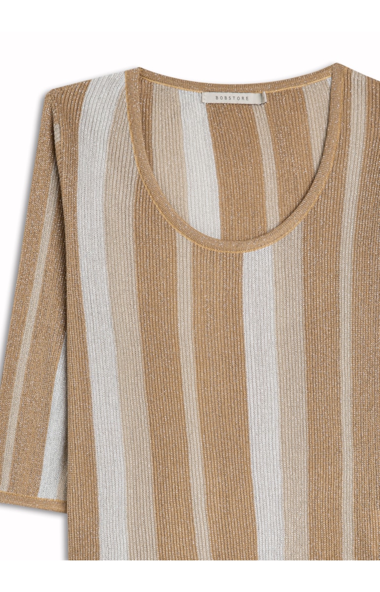 Blusa Listrada Cropped Ouro