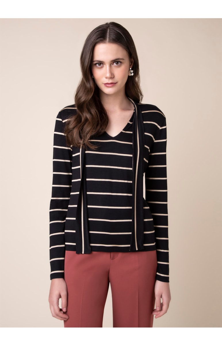 Blusa Listrada Lurex Preto
