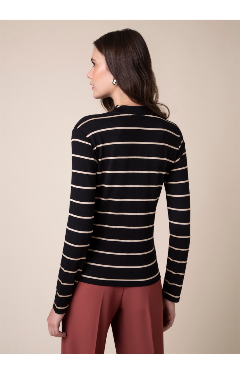 Blusa Listrada Lurex Preto