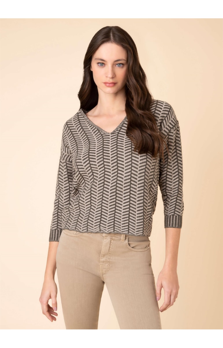 Blusa Listras Diagonal Areia
