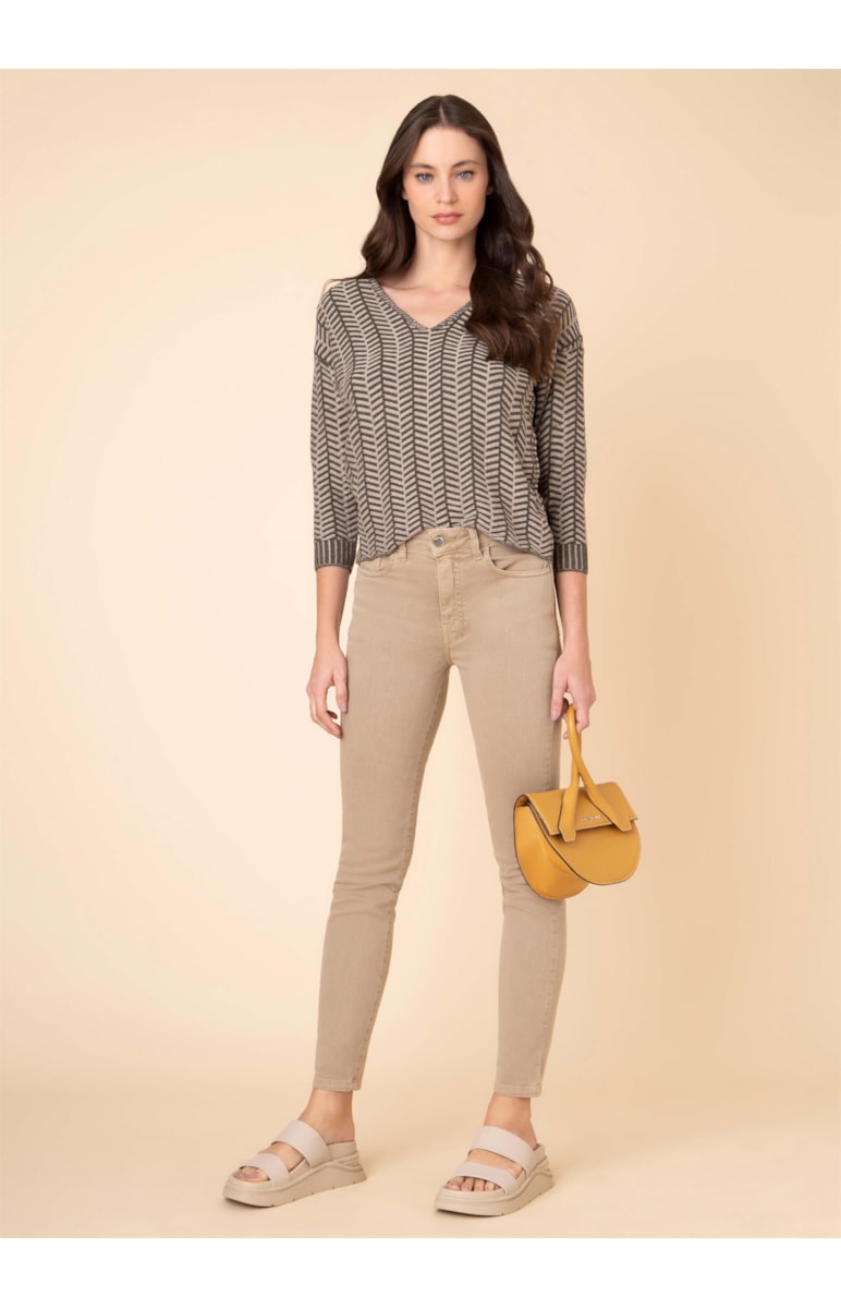 Blusa Listras Diagonal Areia