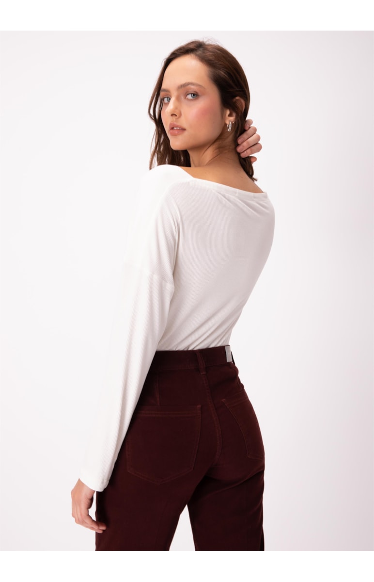 Blusa Lunar Decote Quadrado Ml Off White